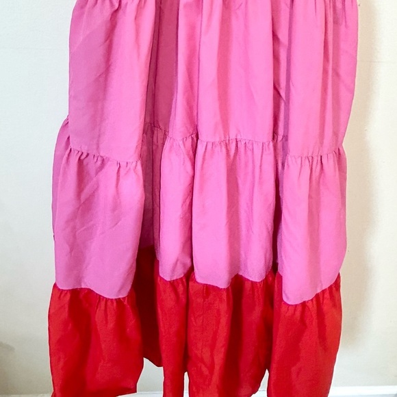 ❌SOLD❌STAUD Minerva Red & Pink Color Block Side Tie Maxi Dress SIZE XS - Picture 4 of 11